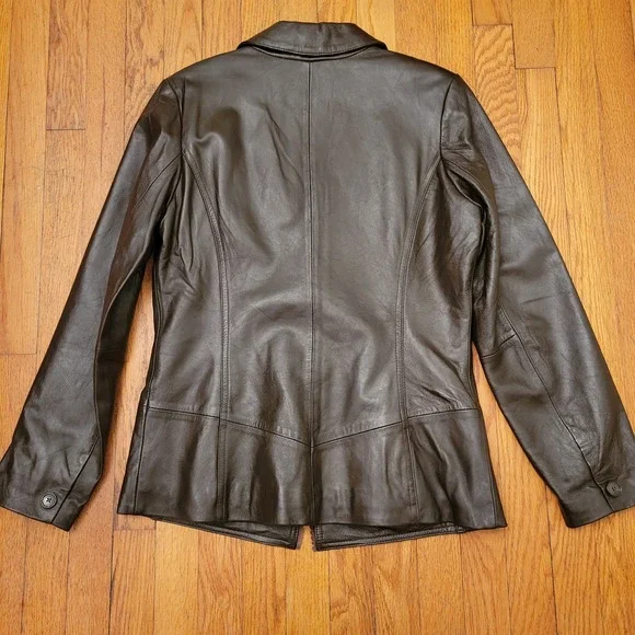 Jaclyn Smith Brown Leather Blazer Jacket 10 Coquette Cottage Granola Mob Wife - Picture 6 of 6